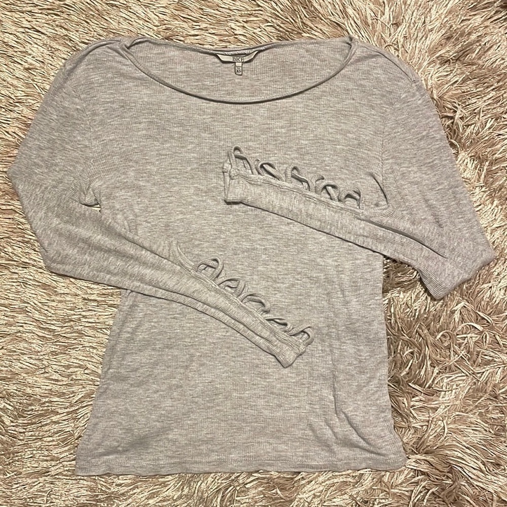 Bke Fitted‎ Gray Long Sleeve Shirt size XS